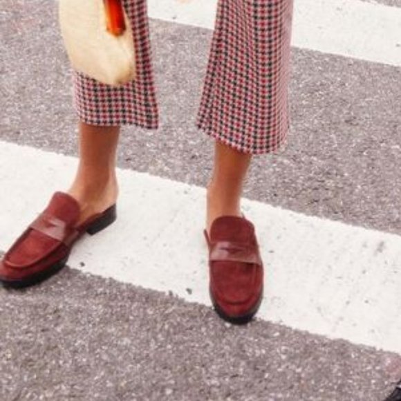 Free People Payton Penny Loafer Suede Maroon Size 8 - Picture 2 of 13